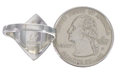 Turquoise Inlay Sterling Silver Jewelry Ring Size 6-1/2 UX34421